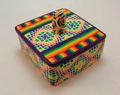 Handmade Bright and Bold Crazy Quilt Keepsake Dresser Collectible Box