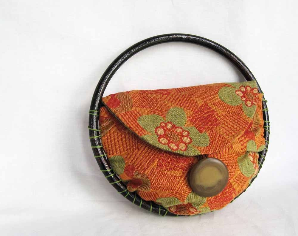 Orange Ring Around Handbag  Handheld Small Retro Purse - October - Ready to Ship