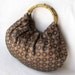 Brown Silk Handbag with Gold Bamboo Handles - Handmade Purse - Ready to Ship