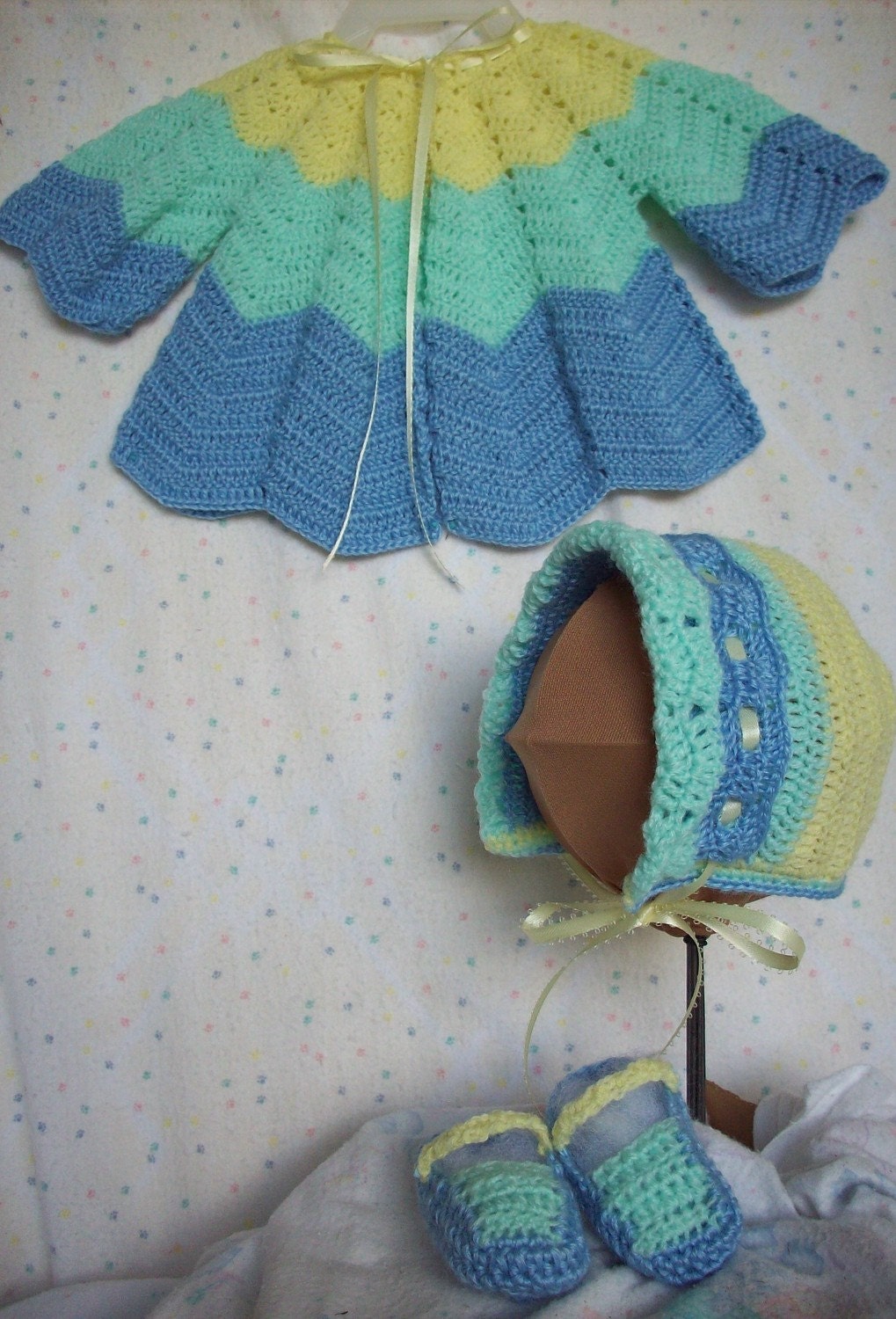 Classic Ripple Crochet Baby Sweater Set for by Lizannbabycrochet