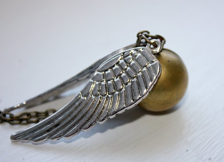 Harry Potter Golden Snitch Brass and Silver necklace Free U S A Shipping