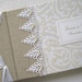 Wedding Guest Book in White and Ivory Flocked Vintage Design with Beaded White Lace - Personalized