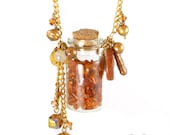 LIQUIDATION SALE Amber Glass Bottle Vessel Necklace