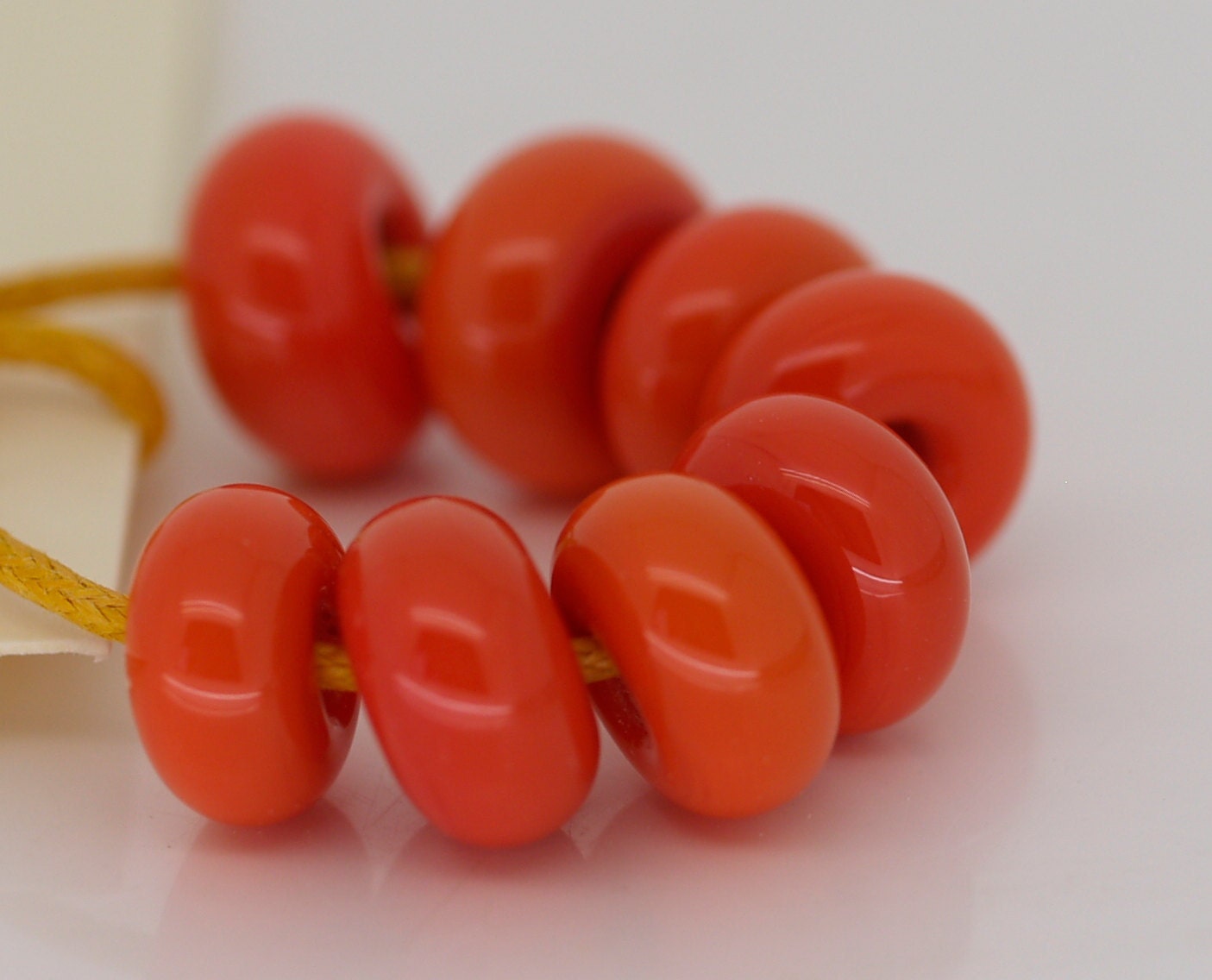 Handmade Lampwork 8 Coral Orange Spacers