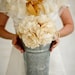 Fabric Bridal Bouquet - Wedding, Vintage Wedding, Fabric Flower Bouquet - Medium Flower Bouquet