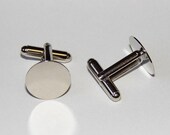 5 Pair Silver Plated Cufflink Blanks with a 15mm Glue Pad for Typewriter Keys , Buttons , Dichroic Glass and More