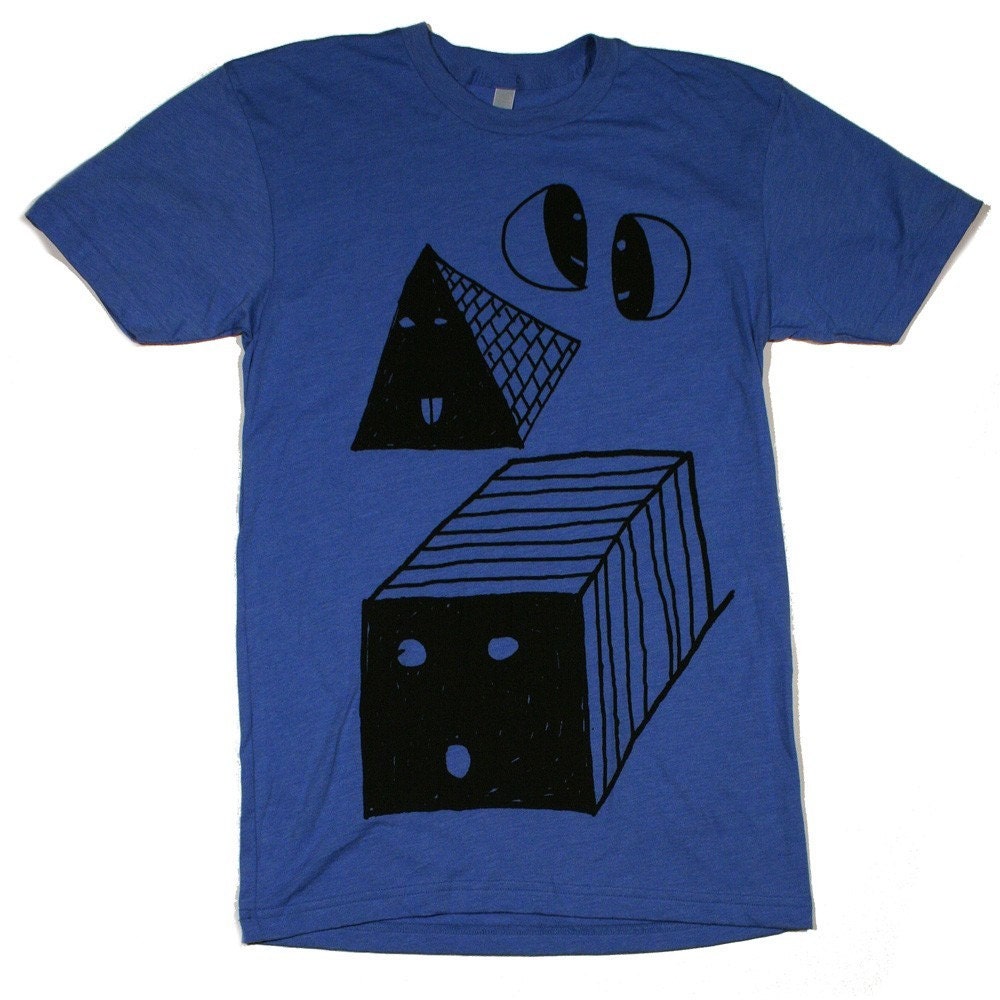 LOYALTY and BLOOD - Mens Unisex Shape Faces Tee in Heather Blue