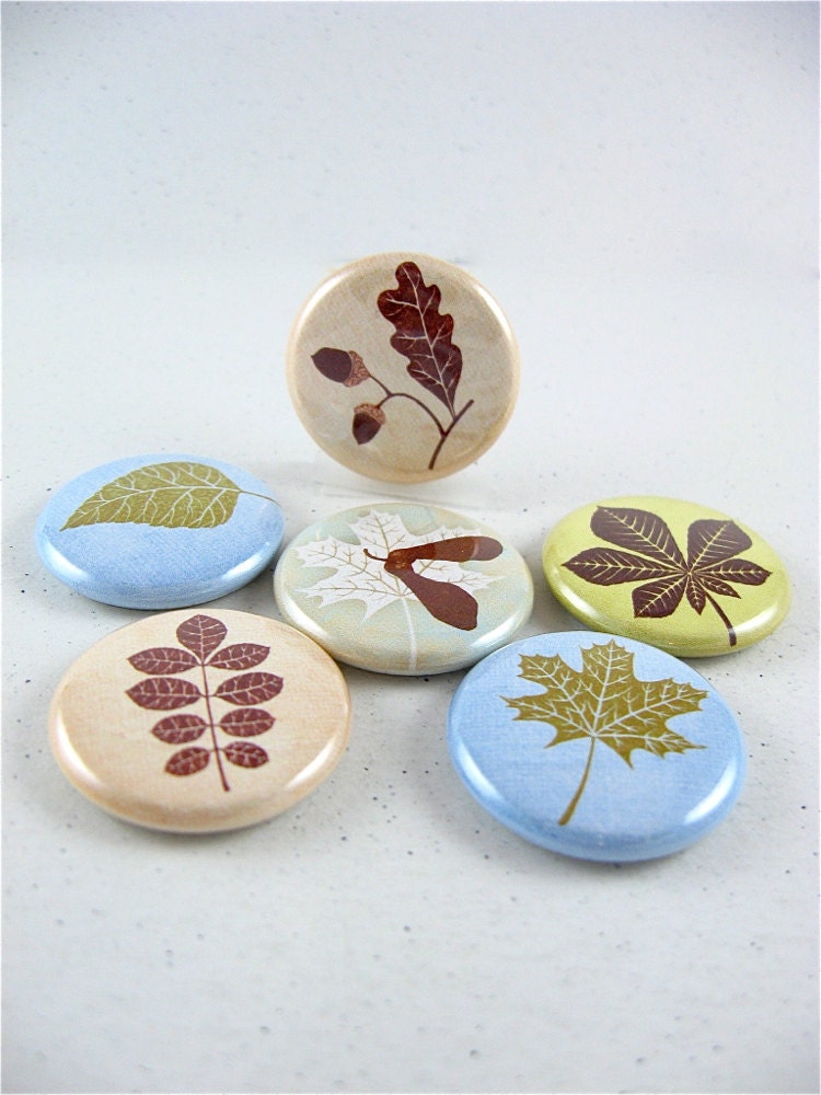 Leaf fern fridge magnets / Whimsical Pastel Leaves / fits Magnabilities 1157