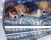 4 x Beagle puppy greeting cards