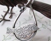 Perched Bird Necklace   sterling silver bird and flower by Modern Bird