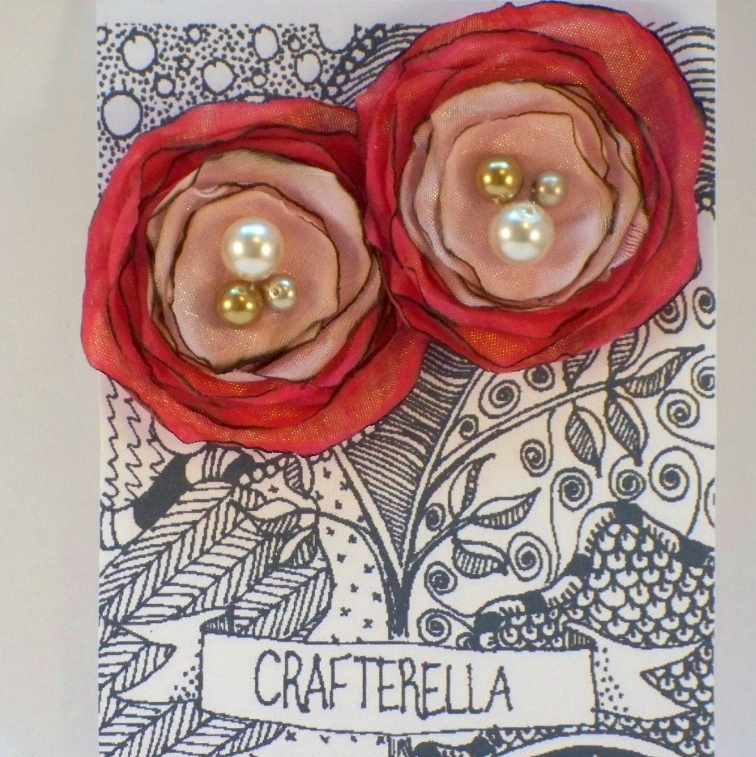 Coral Pink Vintage Style Flower Hair Clips