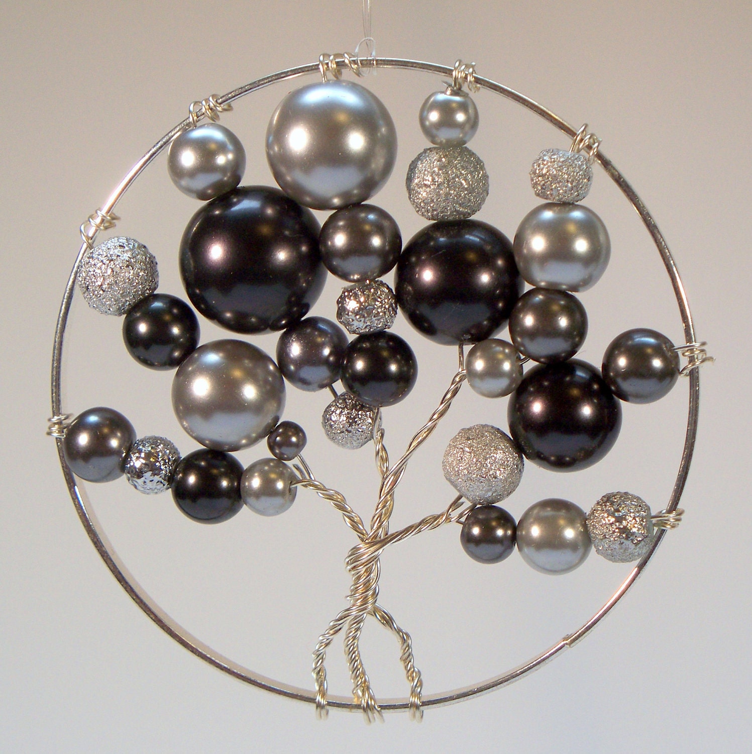 Shades of Silver Pearl Tree of Life Ornament