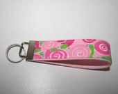 Rolls Royce Cute Snails  Key Fob Keychain Wristlet made with Lilly Pulitzer fabric