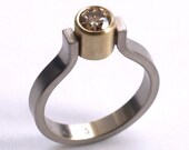 Champagne Diamond Ring, White Gold & Yellow Gold.