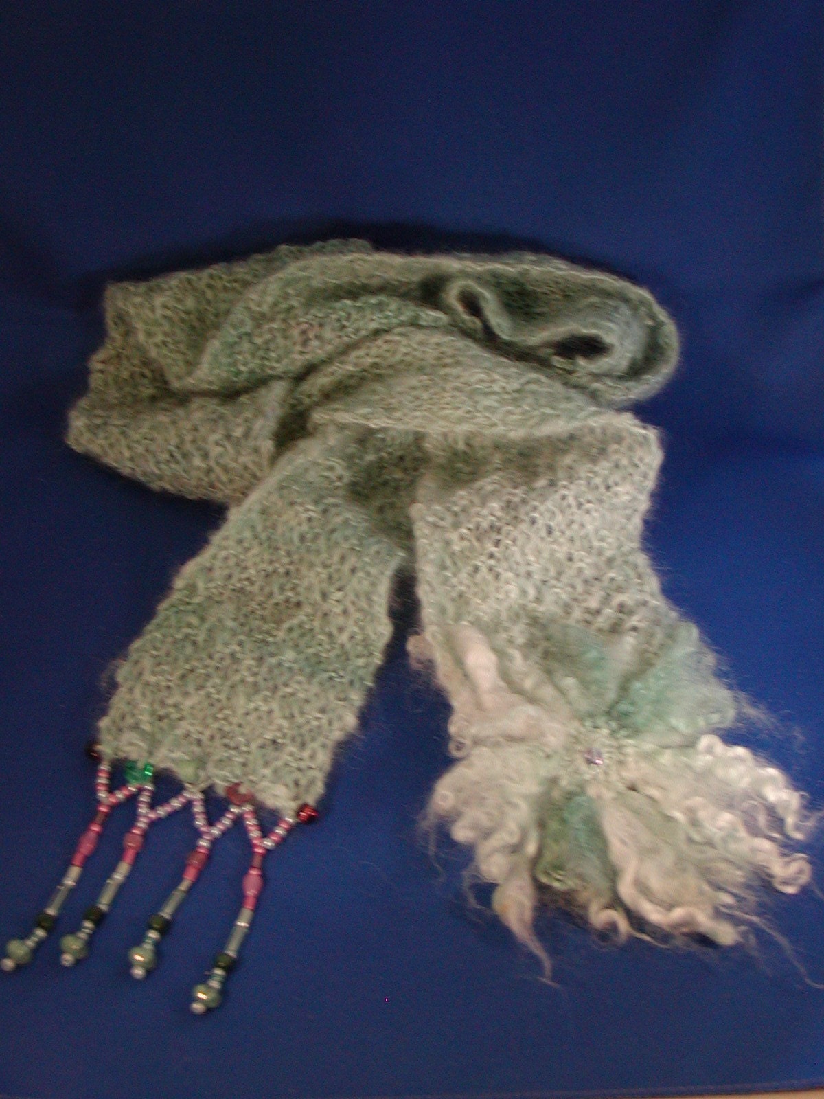 Kid Mohair Scarf with Locks Flower Pattern