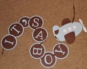 Airplane Banner-- It's A Boy in Blue and Brown