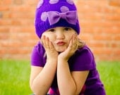 DEEP PURPLE Beanie- Baby -  Toddler Sizes, Polka dot hat,Childrens hats and clothing