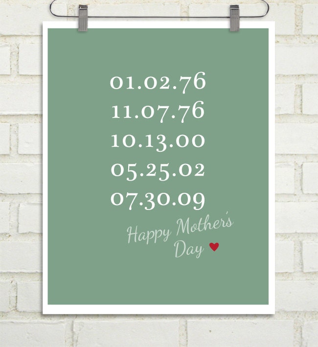 Gift for Dad - Special Dates : Custom Family or Children Birth Dates - commemorate special events - 8x10 / Choose your color