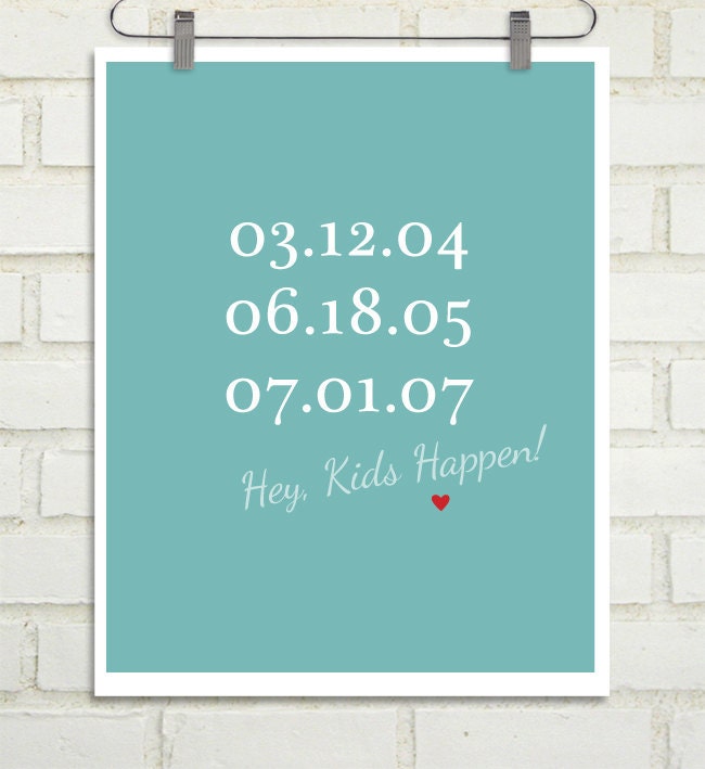 Father's Day - Special Dates - Near and Dear Custom Family or Children Birth Dates - 8x10 / Choose your color - List kids birthdays