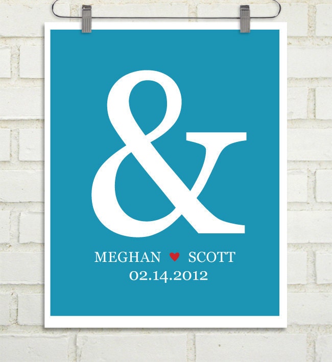 Personalized Wedding Gift : Custom Ampersand Wedding Date Print - 8x10 / Bridal Shower Gift - Engagement Present