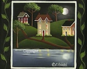 Folk Art Print Moonlight in Pilot Grove