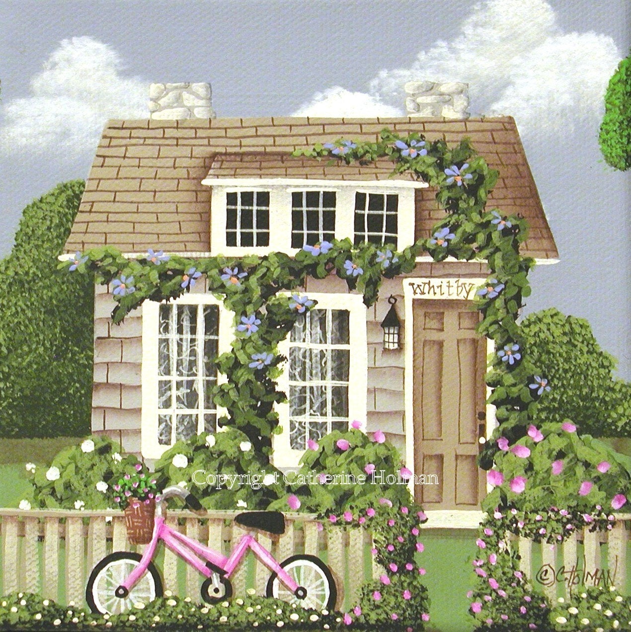 Folk Art Print Whitby Cottage