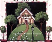 Folk  Art Print Faith Cottage