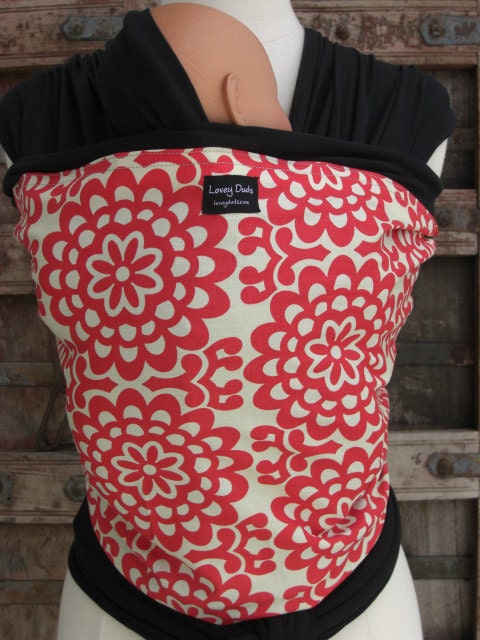 Baby Sling Baby Wrap Carrier-SUPER LIGHTWEIGHT ORGANIC Bamboo Baby Wrap-Wallflower on Black-DvD One Size Fits All
