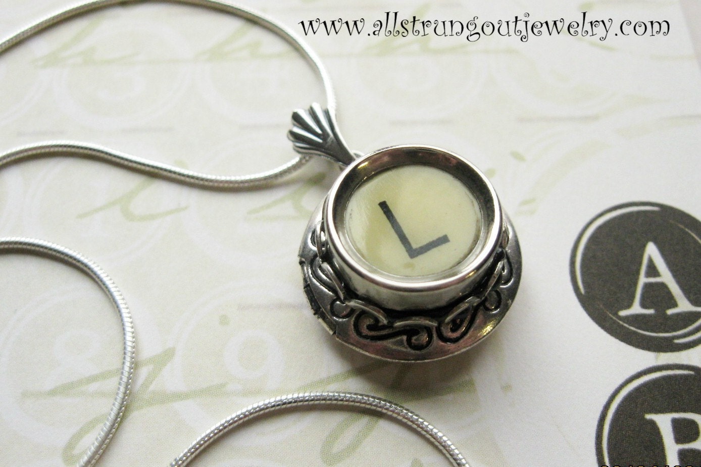 Vintage Typewriter Key Silver Locket - your choice of key