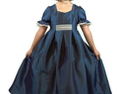 Lovely Victorian Style Blue Taffeta Dress Girls size 7