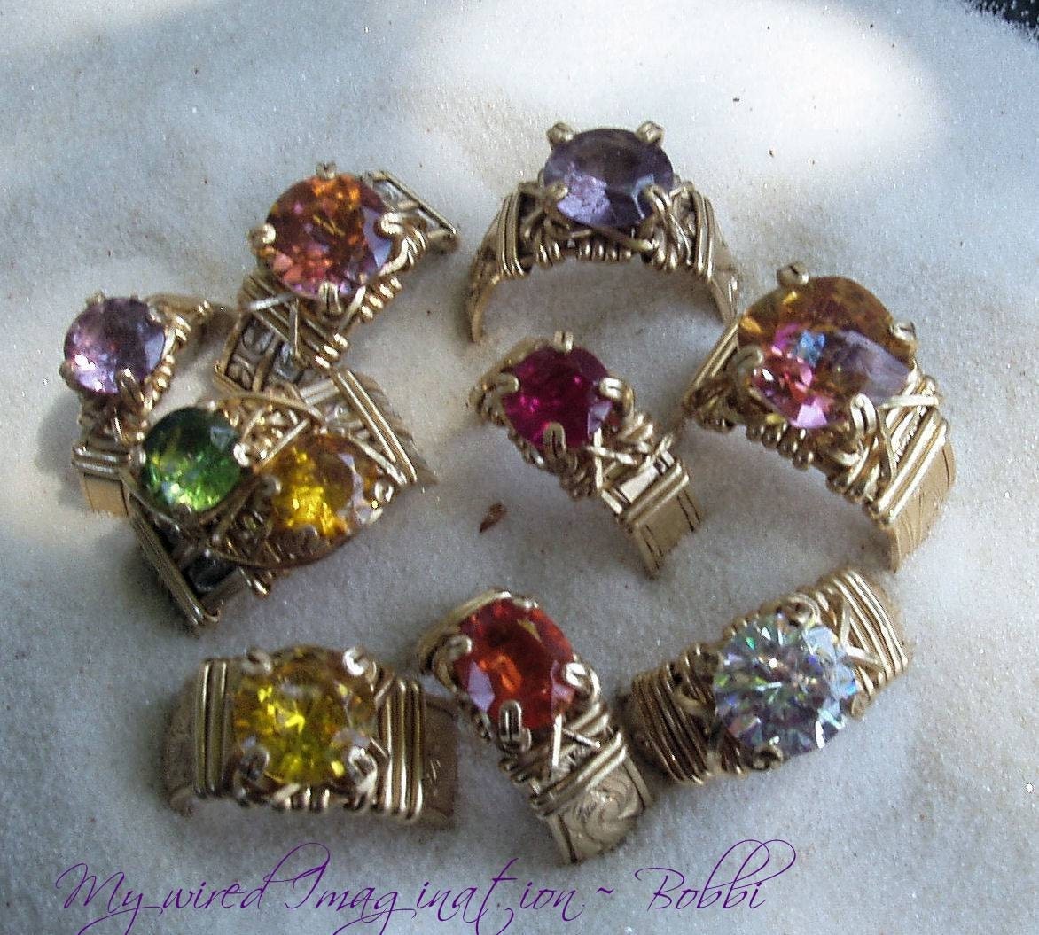 Wire Jewelry Tutorial - Wire Wrapped Fancy Band Prong Ring - Instant Downloadable PDF File