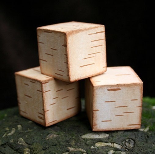 Birch Bark Blocks - Set of 3 Rustic Birch Blocks