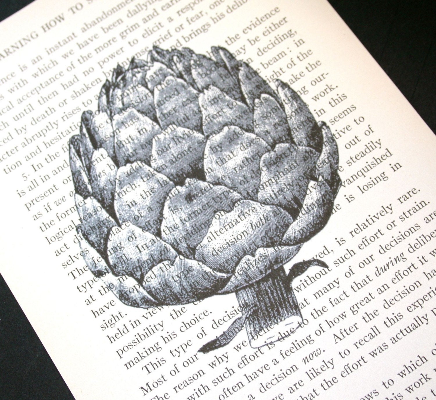 Artichoke Print - Vintage Book Page print - 5 x 7 Vegetable Print or Garden Print or Kitchen Decor