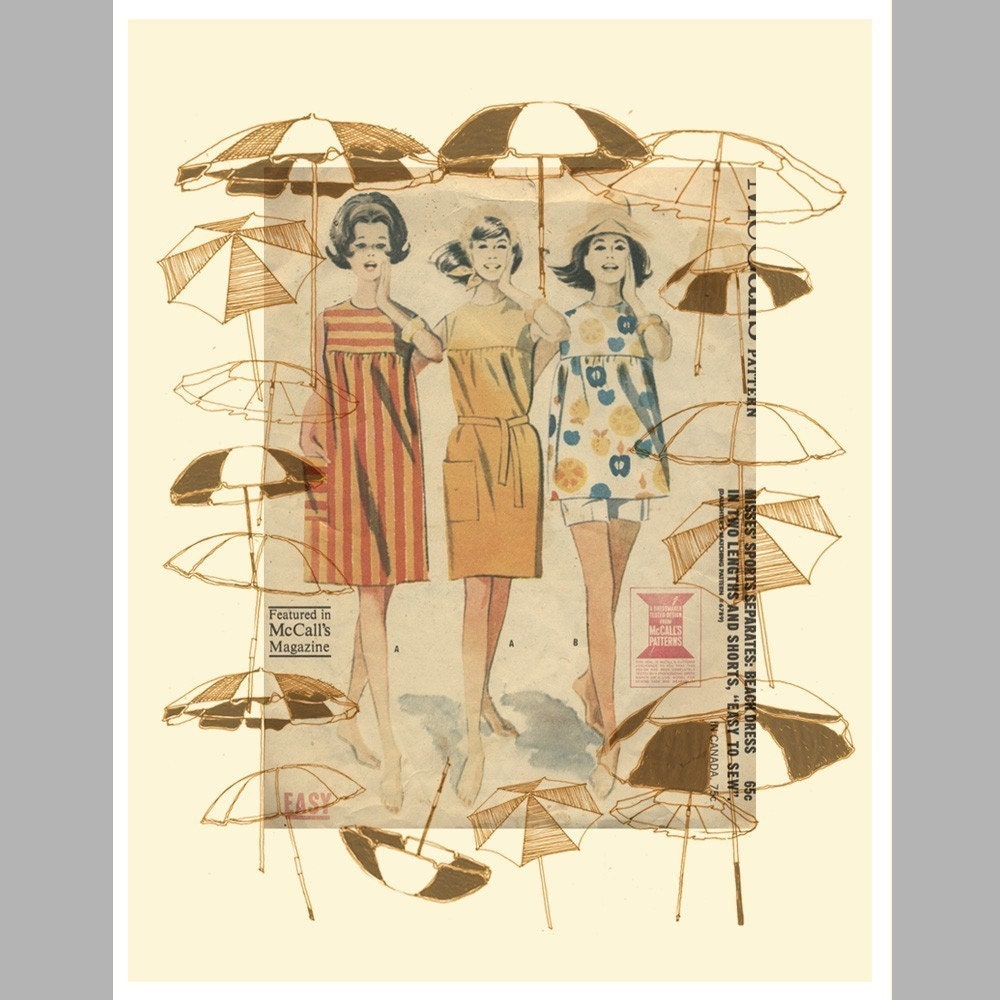 BEACH UMBRELLAS Dress Pattern (Flat Card with Matching Envelope)