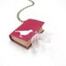 Blank Pink Leather Book Necklace/Jewelery/Mini Diary with a White Pigeon