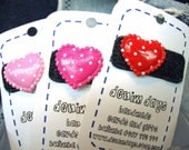 Denim Dotty Heart Clip...hot pink, light pink or red