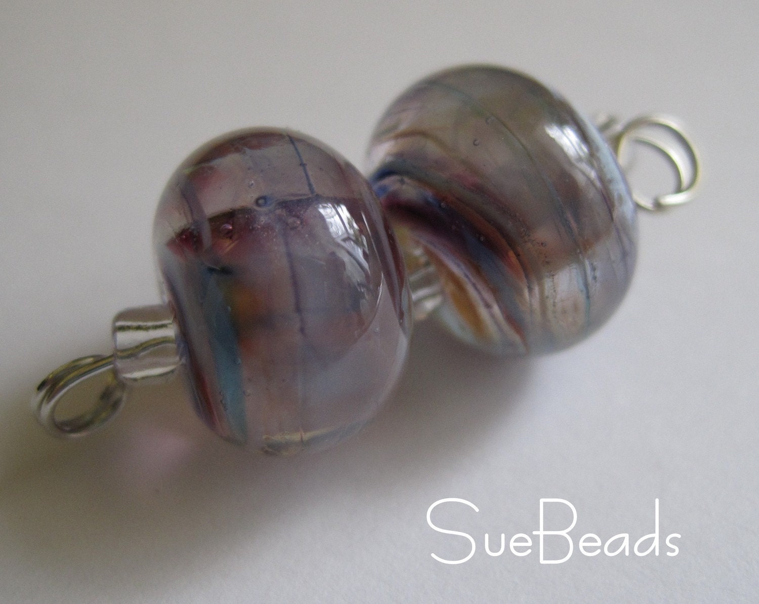 SueBeads - Mulberry Swirl Earring Pair- Handmade Lampwork Beads - SRA M67