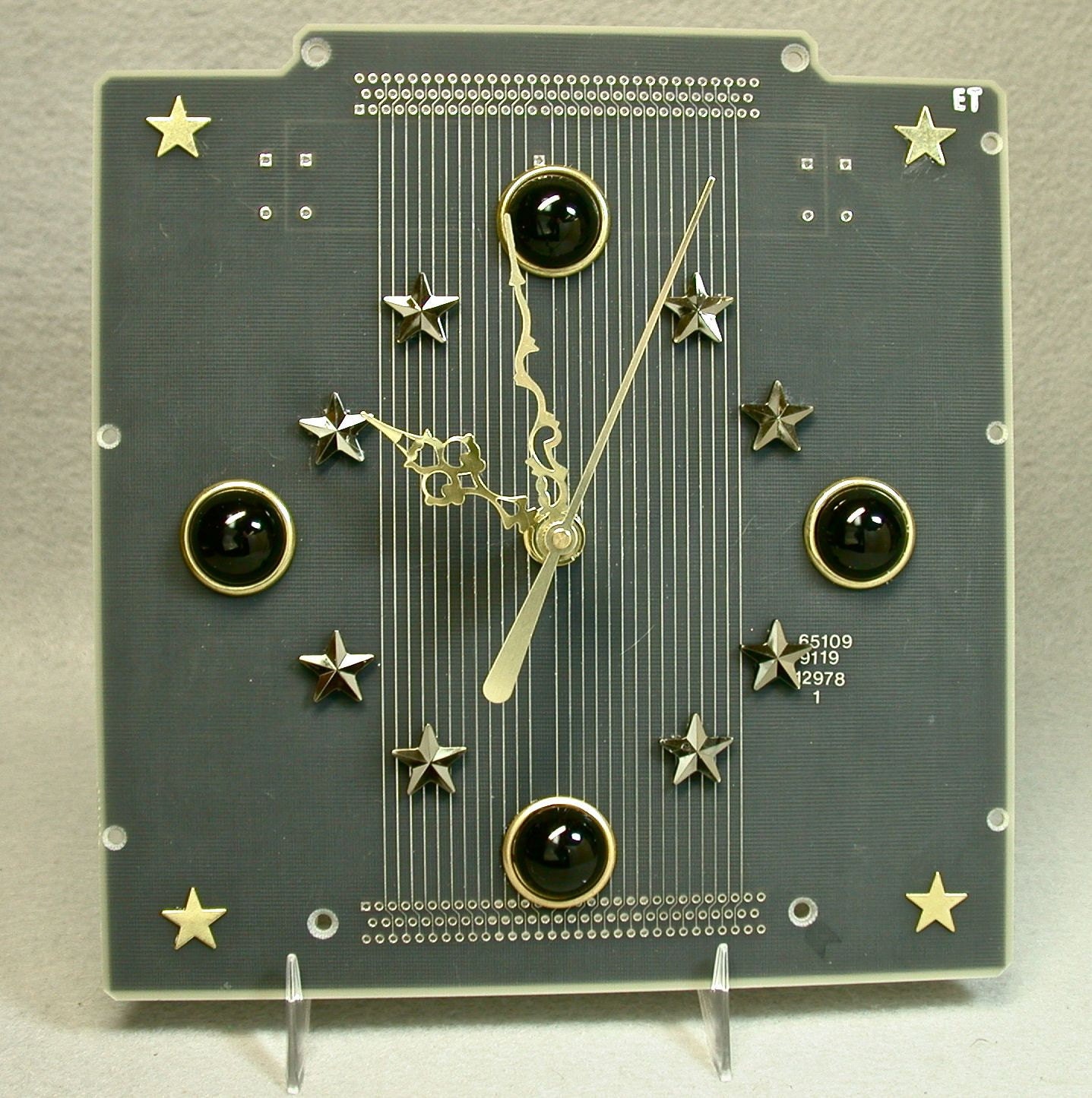 Recycled Black CIRCUIT BOARD Clock Tech Geek Starry Night