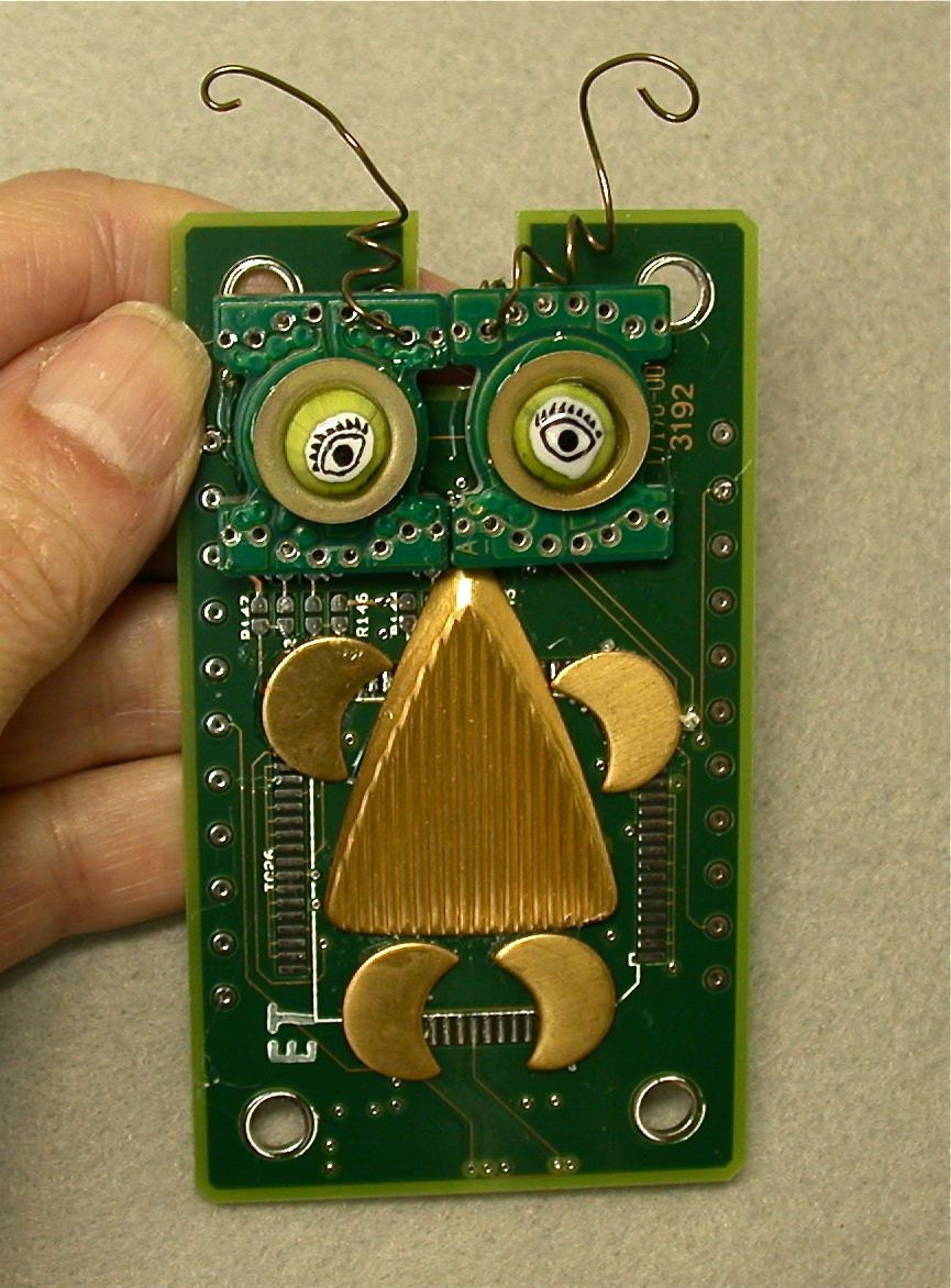 Recycled CIRCUIT BOARD MAGNET Computer Virus Bug