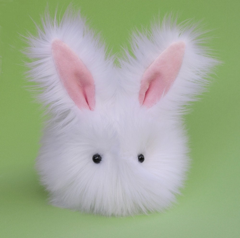 White Bunny Faux Fur Stuffed Plush Toy named Cottonball - Medium Size