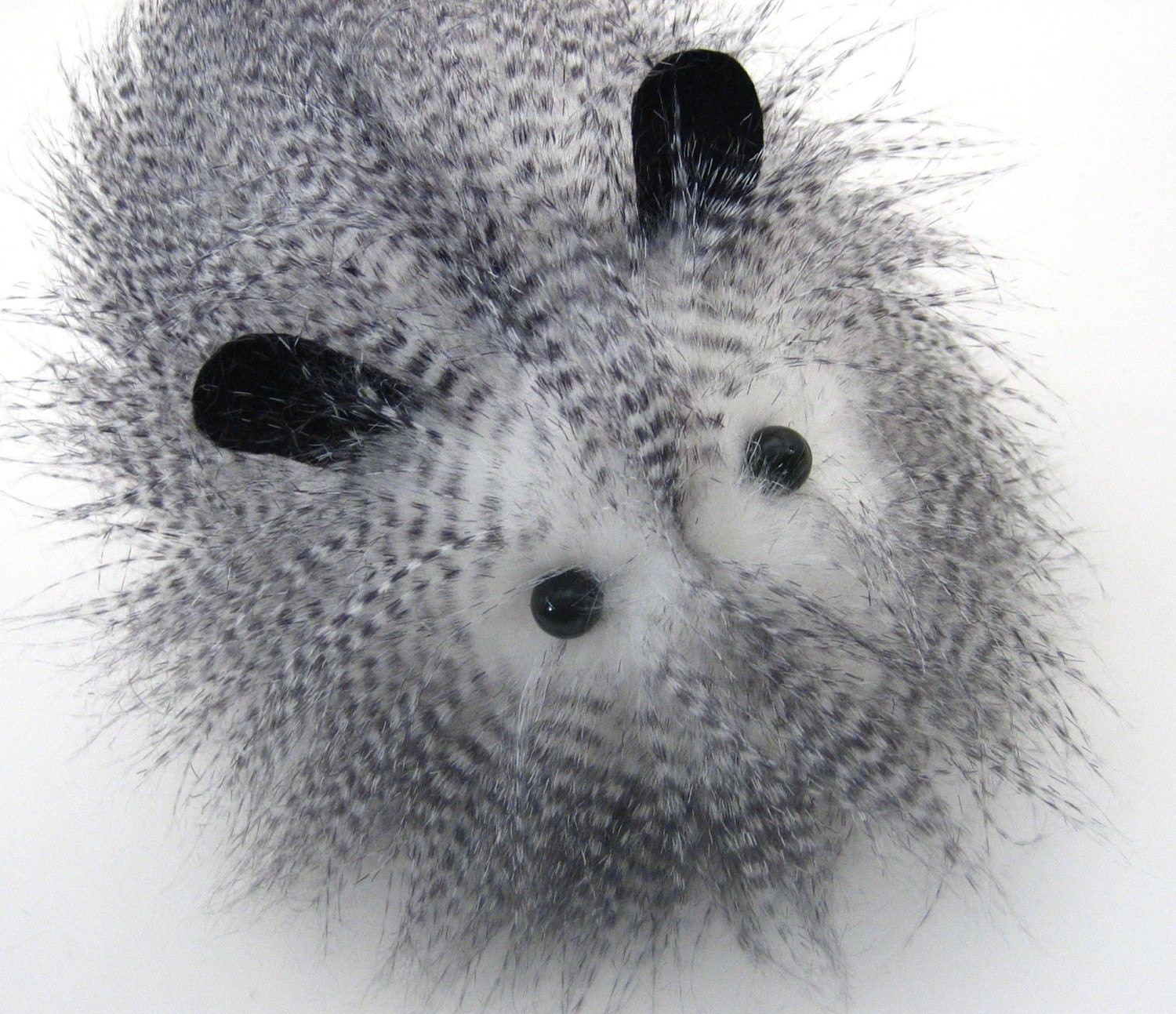 Black and White Frazzle Faux Fur Guinea Pig Plushie Momma Size
