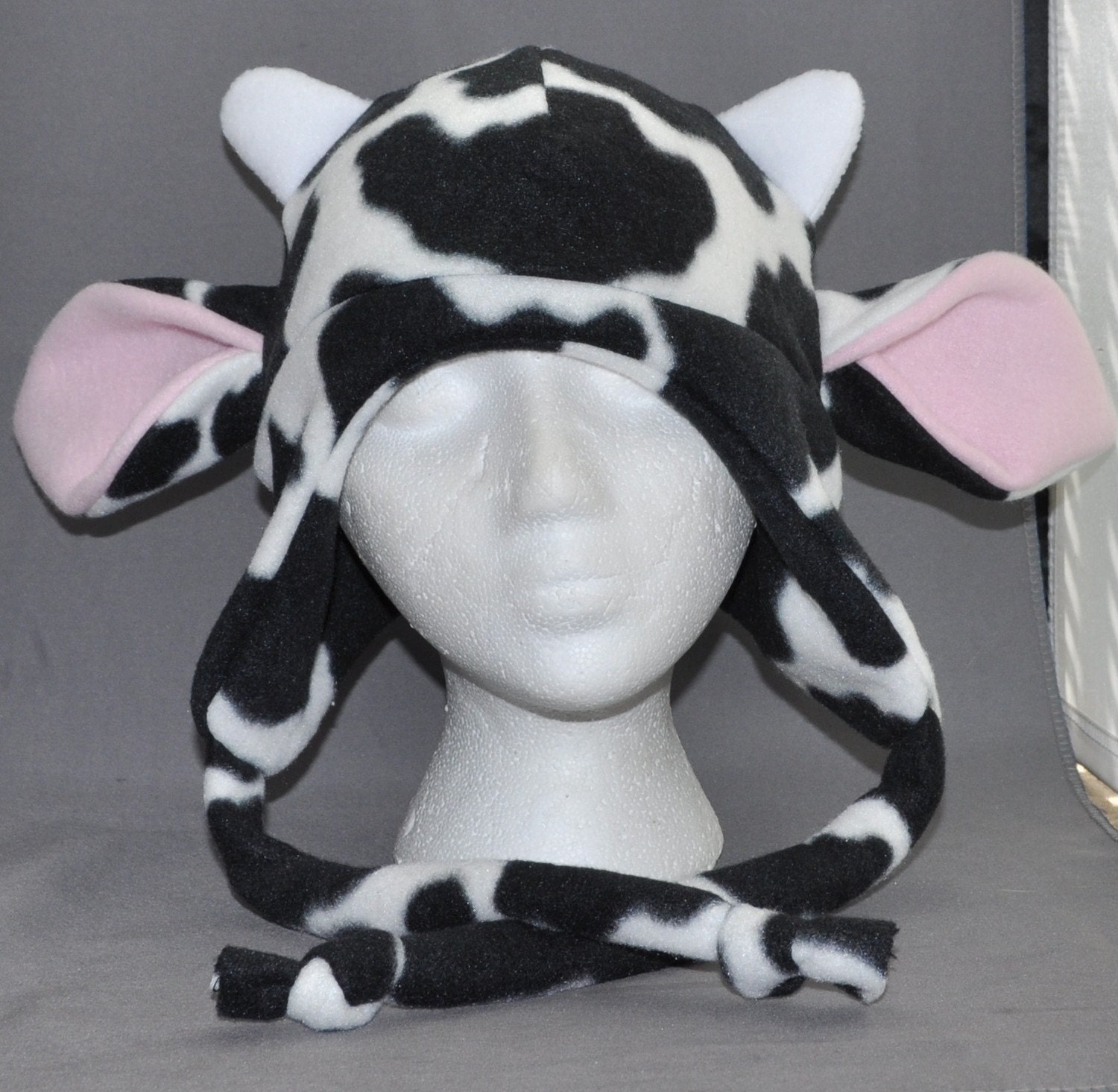 Cow Hat Earflap Drawstring Beanie Animal Fleece Hat Anime Lolita Cosplay Skiing Snowboarding Gothic Punk AVIATOR