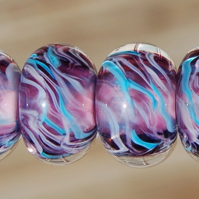 Twilight - Set of 8 Encased Lampwork Beads - Dan O Beads