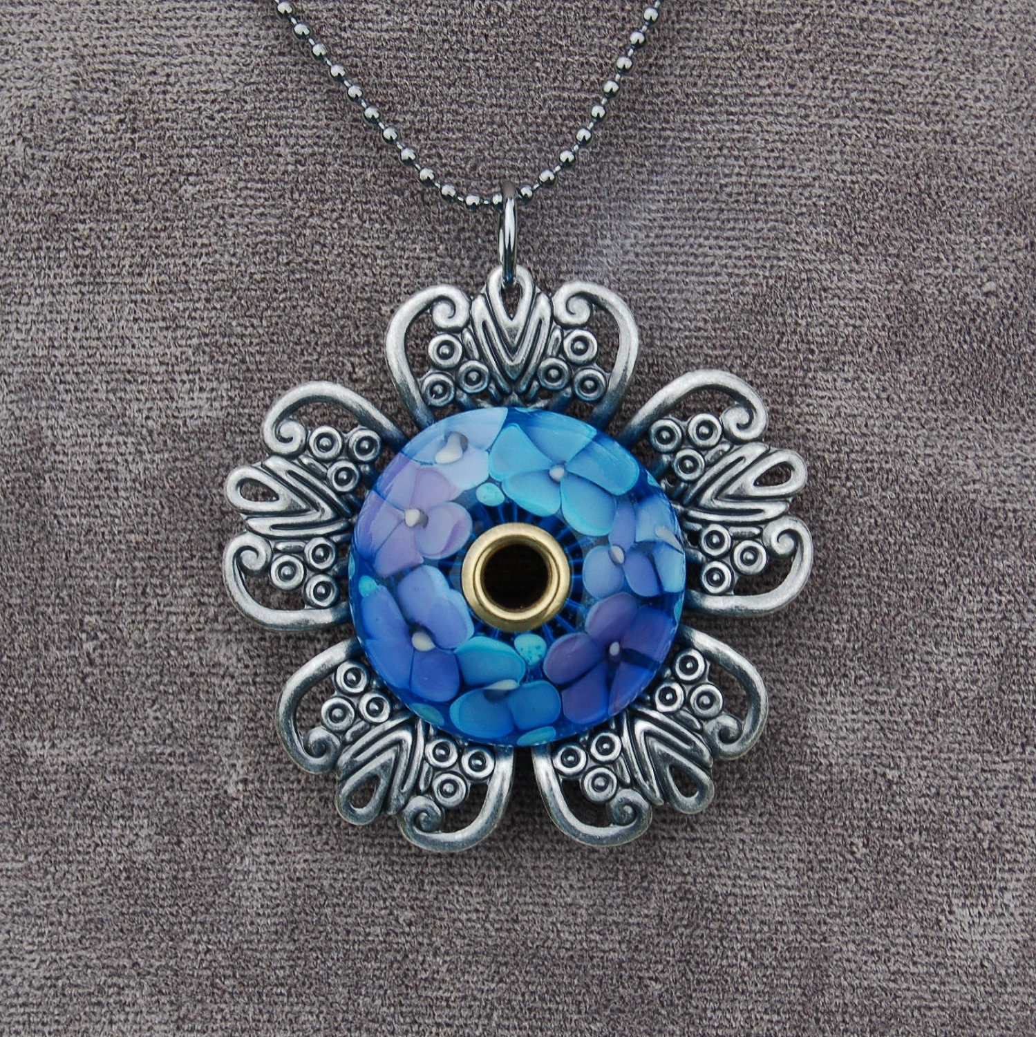 Tranquil Garden Pendant 24" Necklace K-O Lampwork Beads