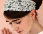 china blue STRETCH LACE headband hair wrap head band headcovering