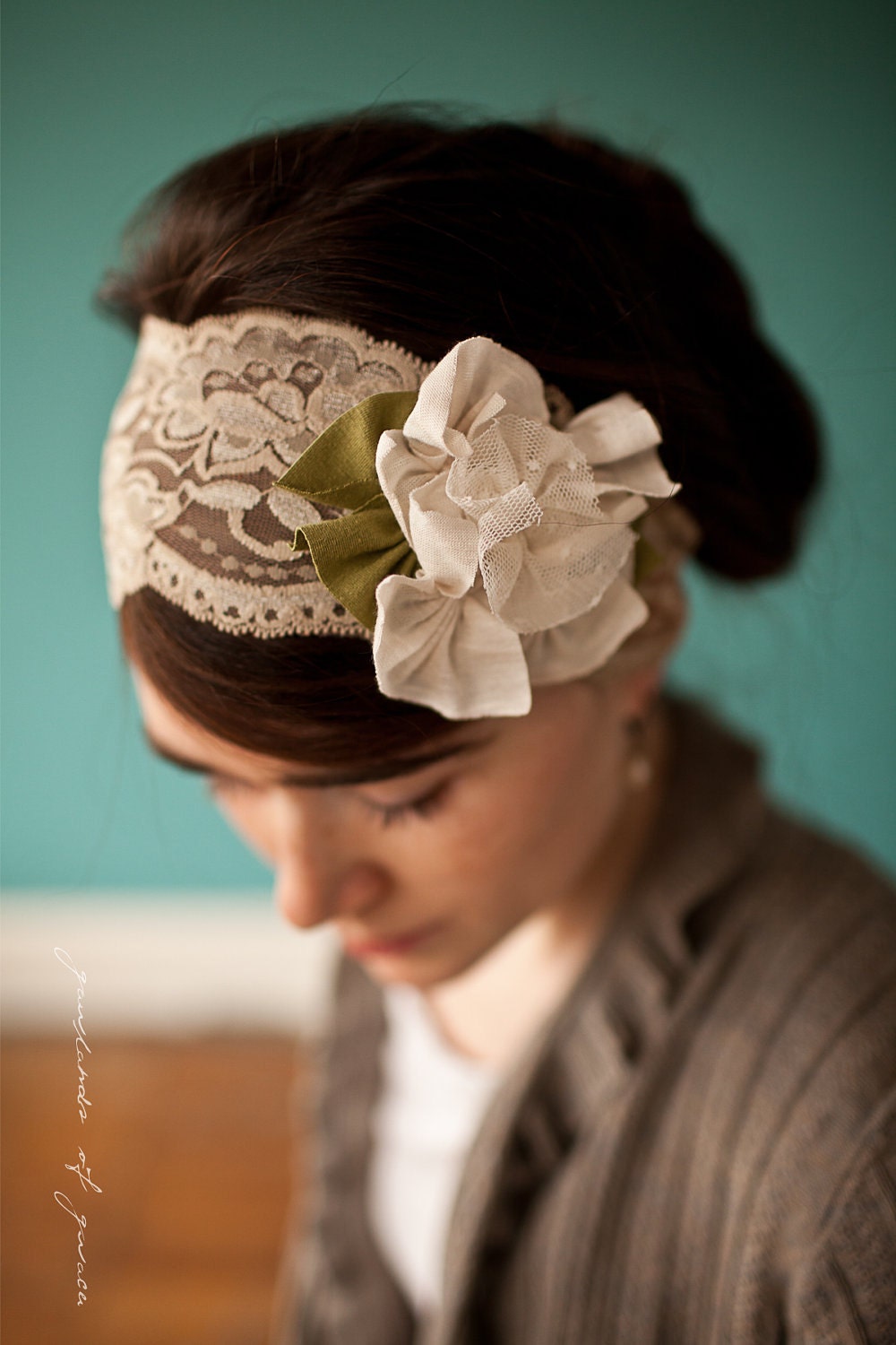 Magnolias in Lace Caramel - Garlands of Grace Something special headband 2012