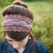 stretch Raspberry Mocha headband- fall winter Tweed hair accessory
