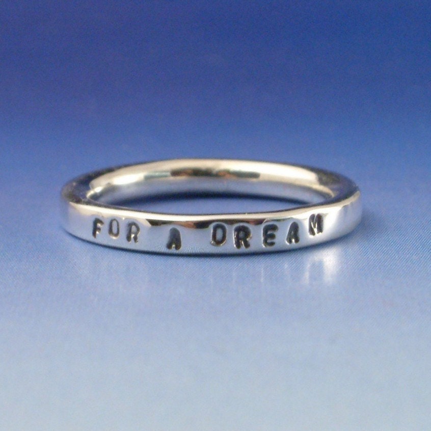 Stackable Sterling Silver Ring. Custom. Personalized , Personalised with your own message, poem, word, phrase, quote. A stamped promise, pose ring for him or for her.