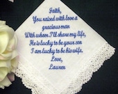 Personalized Wedding hanky from Bride to Mother of the Groom with Gift Box 56S includes shipping in the US