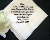 Personalized Wedding Gift Handkerchief from the Bride or Groom to Dad with Gift Box 100S